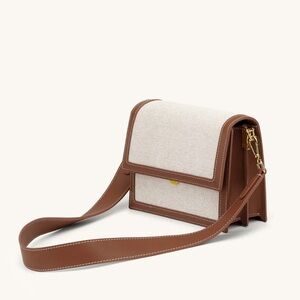 JW Pei Mini Flap Crossbody in Canvas and Brown